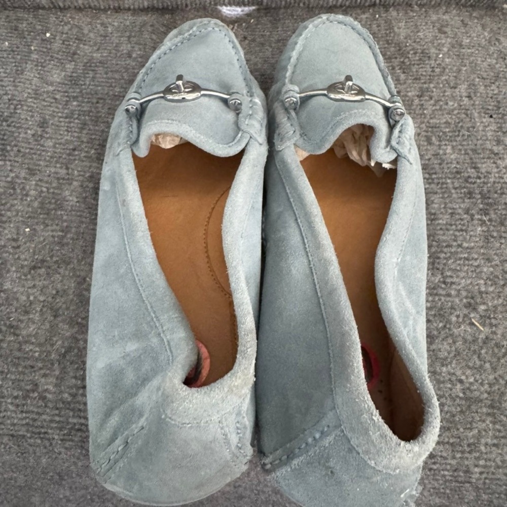 Coach Womens Marley Suede Driving Loafers Light Blue Turnlock Flats Size 10 - Picture 7 of 11
